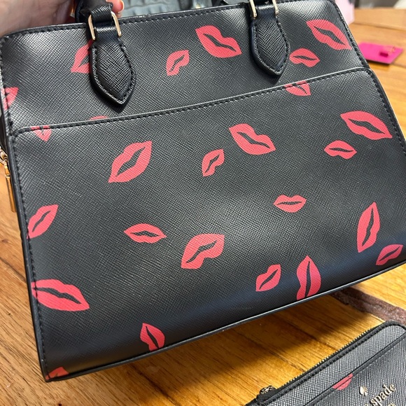 kate spade Black Satchel with Pink Lip Print - Picture 3 of 11